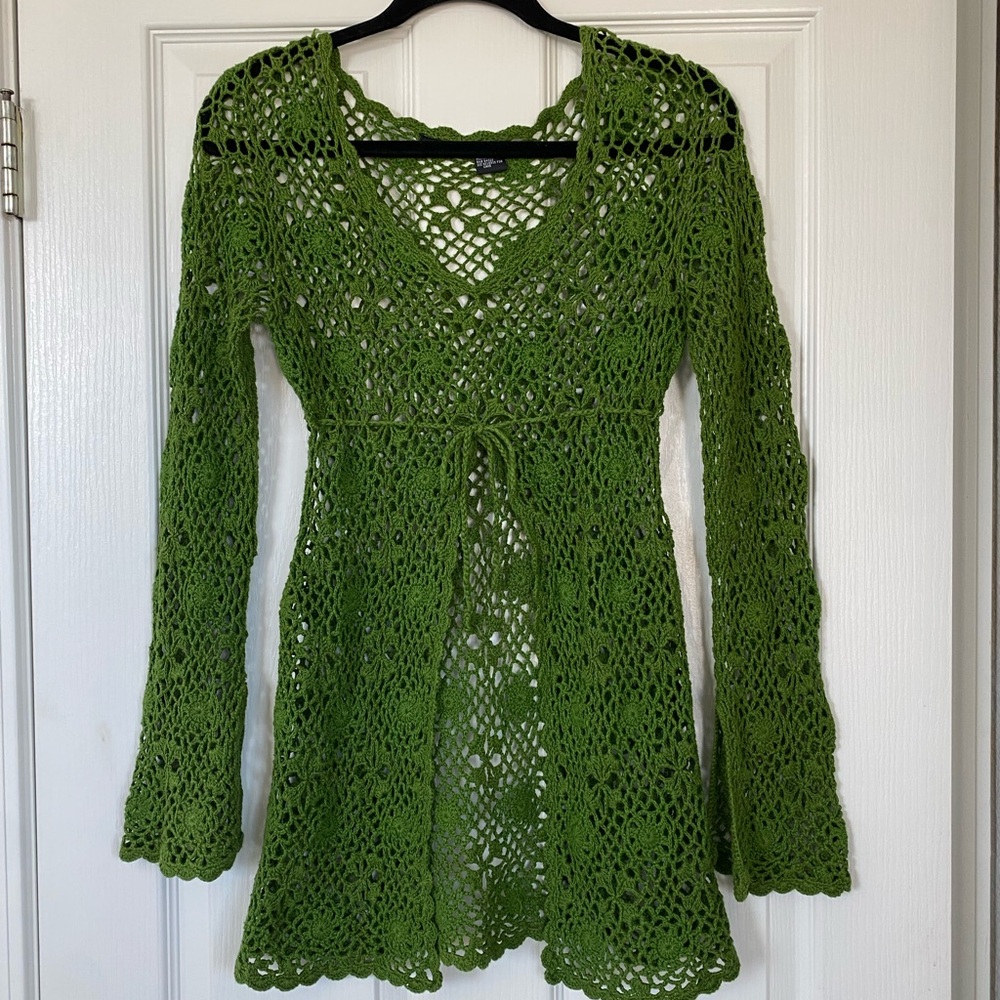 American Vintage Green Crochet Blouse
